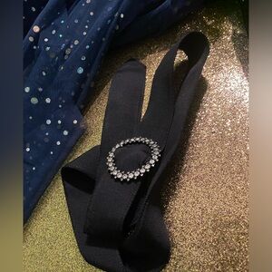 J.CREW BEJEWELED BLACK WHITE FORMAL DRESSY SPANDEX Belt SM MEDIUM